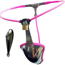 Load image into Gallery viewer, Chastity Belt, Chastity Belt Man with Anal Plug Stainless Steel Penis cage Penny cage Metal Sex Toys Men Bondage Set Slave Fetish bdsms Toys 60-150cm,Pink,130/140cm(51/55in)

